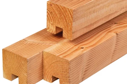 Douglas stapelbouw-eindpaal, gedroogd, ronde hoeken 11 x 11 x 300 cm