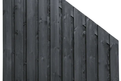 Tuinscherm vuren zwart gespoten 21-planks (19 + 2) Stuttgart 180/90 x 180 cm verloop