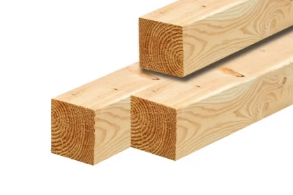 Douglas paal, gedroogd, geschaafd, vellingkant 19 x 19 cm