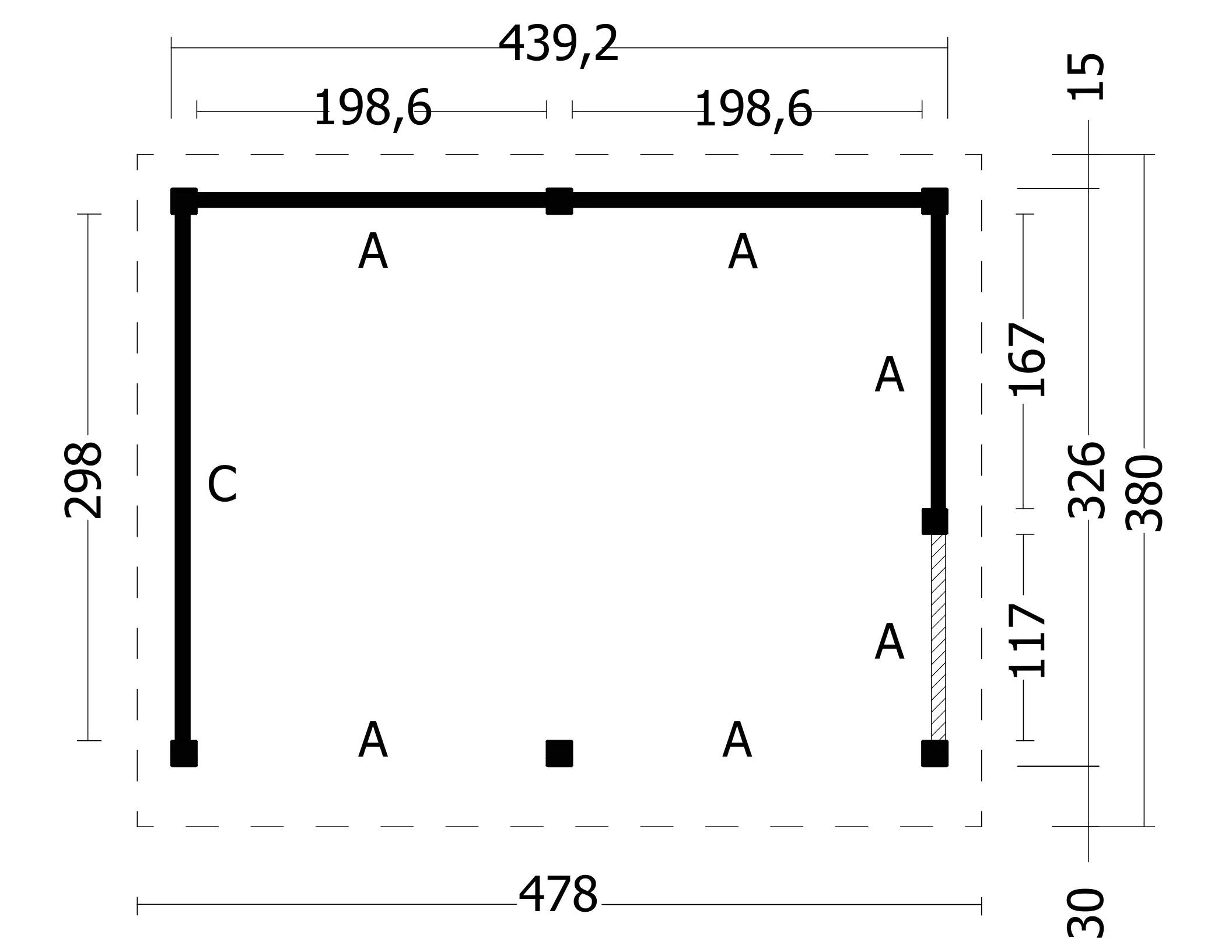 Oslo L type 3 douglas gedroogd potdekselplank 470 x 371 x 272 cm - Afbeelding 3