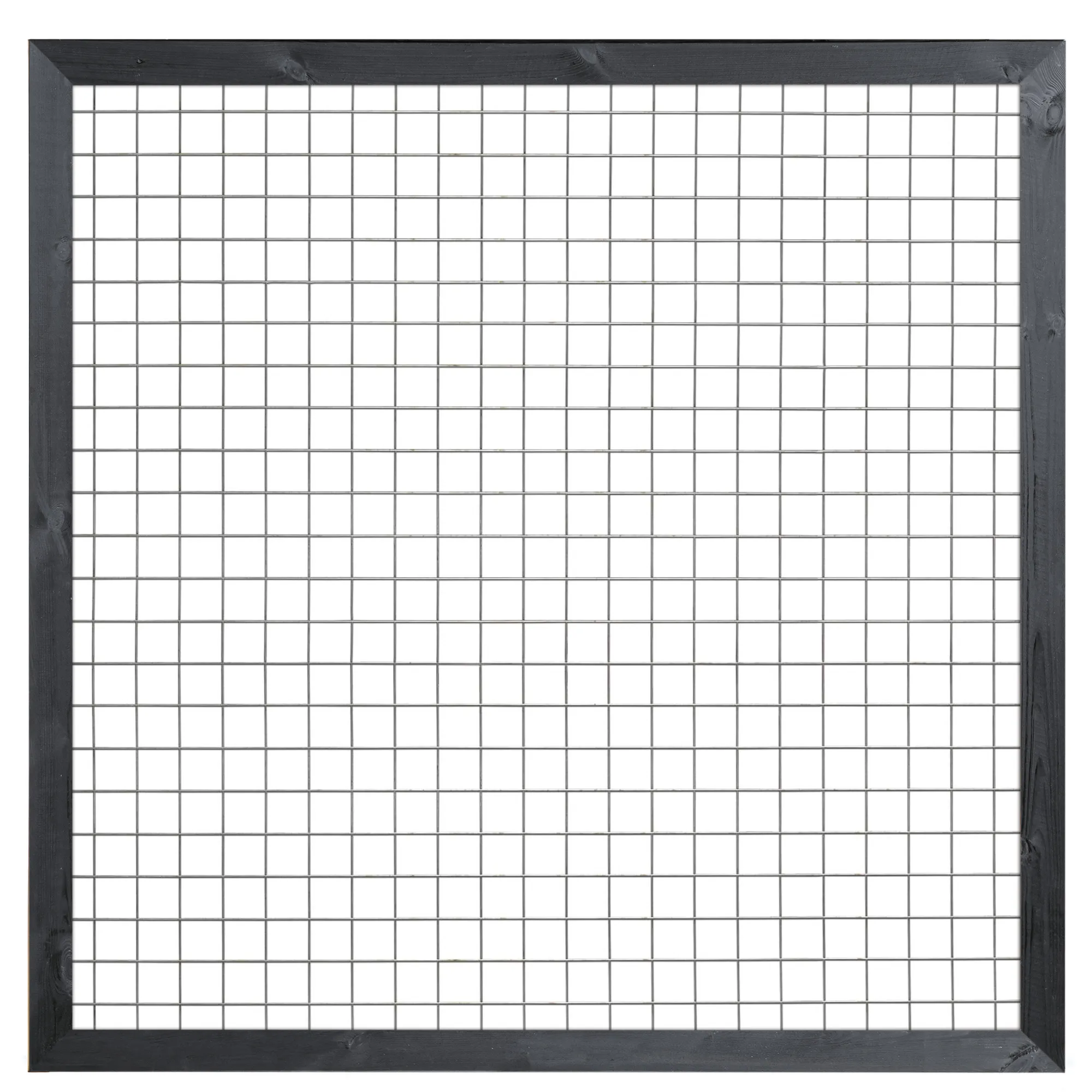 Gaaselement vuurverzinkt maaswijdte 7,5 x 7,5 cm met robuust kader grenen zwart gespoten 4,4 x 6,8 cm, 180 cm