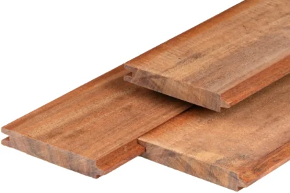 Hardhouten damwand, Angelim Vermelho, geschaafd, 3 x 18.5 cm