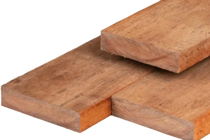 Hardhouten ligger, Angelim Vermelho, fijnbezaagd, scherpkantig 5 x 20 cm