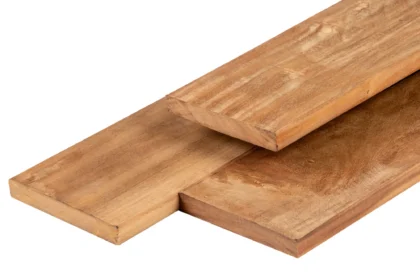 Hardhouten vlonderplank, Garapa, kunstmatig gedroogd, geschaafd, FAS, 2.1 x 14.5 cm