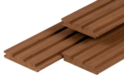 Thermoline ayous hardhout triple profiel thermisch gemodificeerd, geschaafd, 2.1 x 14.5 cm