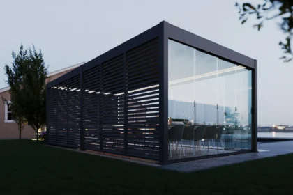 Aluminium overkapping Louvrepaneel horizontaal antraciet 93 cm