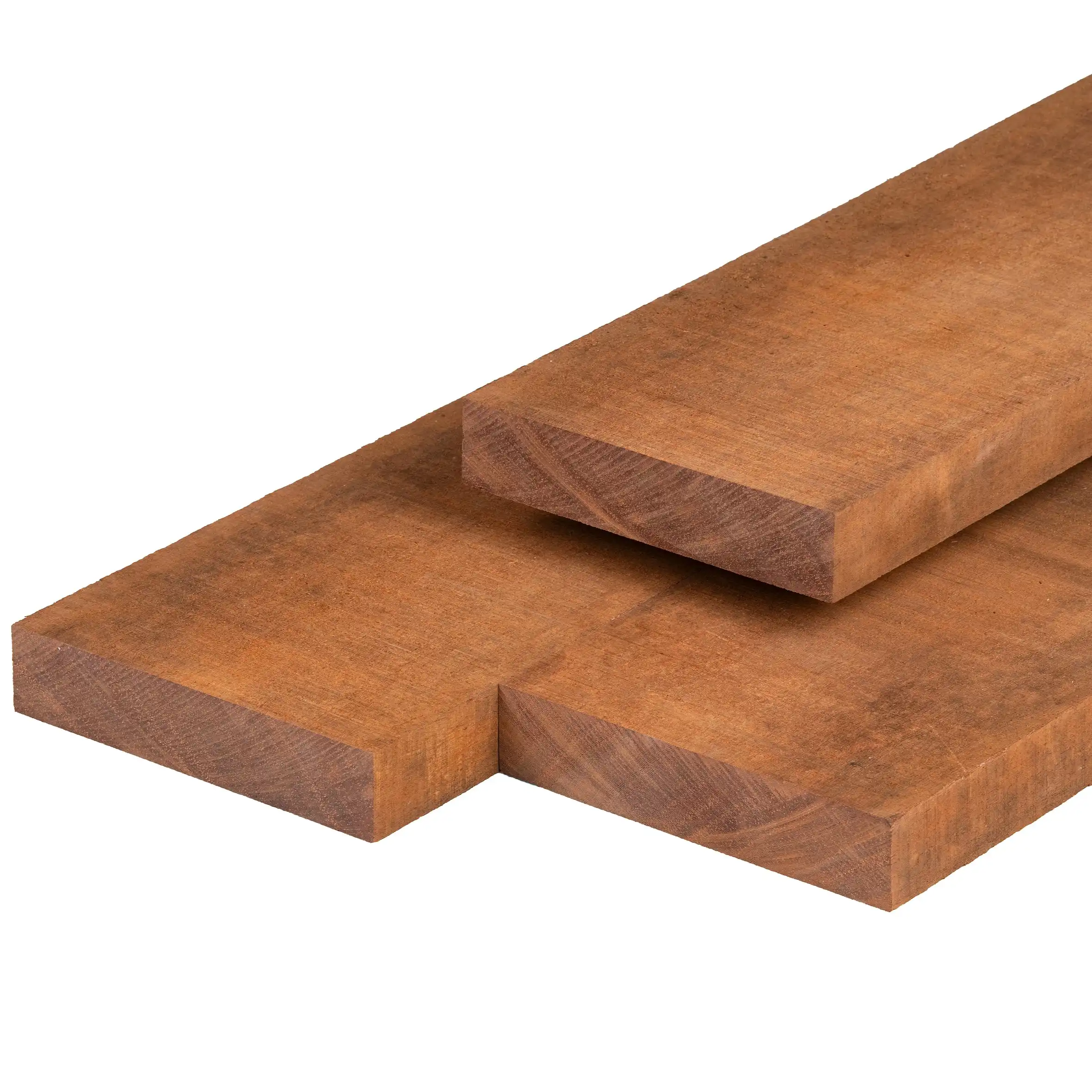 Hardhouten ligger, Azobé, fijnbezaagd, scherpkantig 5 x 15 x 450 cm