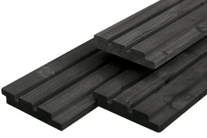 Douglas tripleprofiel zwart gespoten, gedroogd 1,9 x 13,0 cm