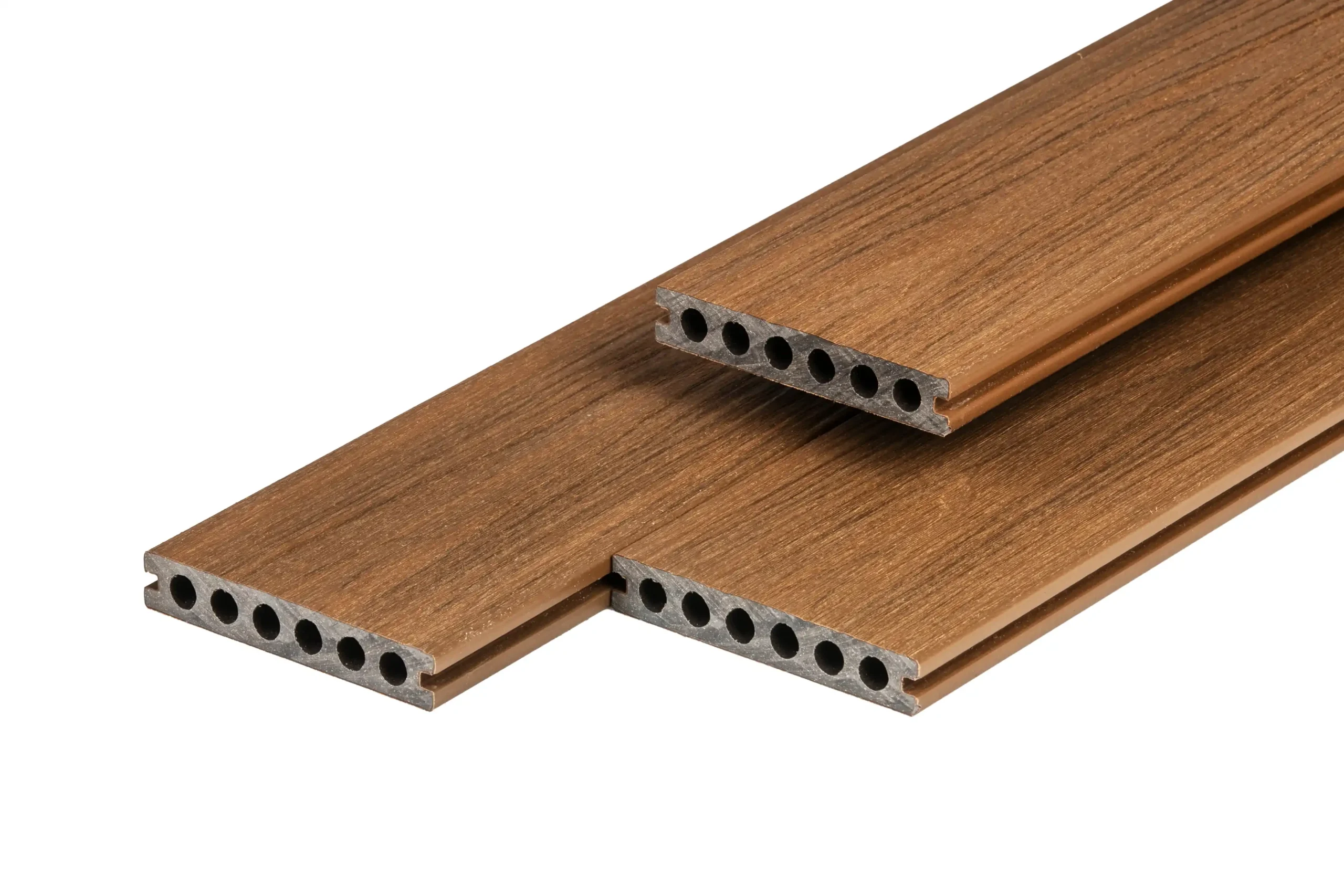 PuraShield composiet vlonderplank clipsysteem, semi-massief, Teak, 2.3 x 13.8 cm