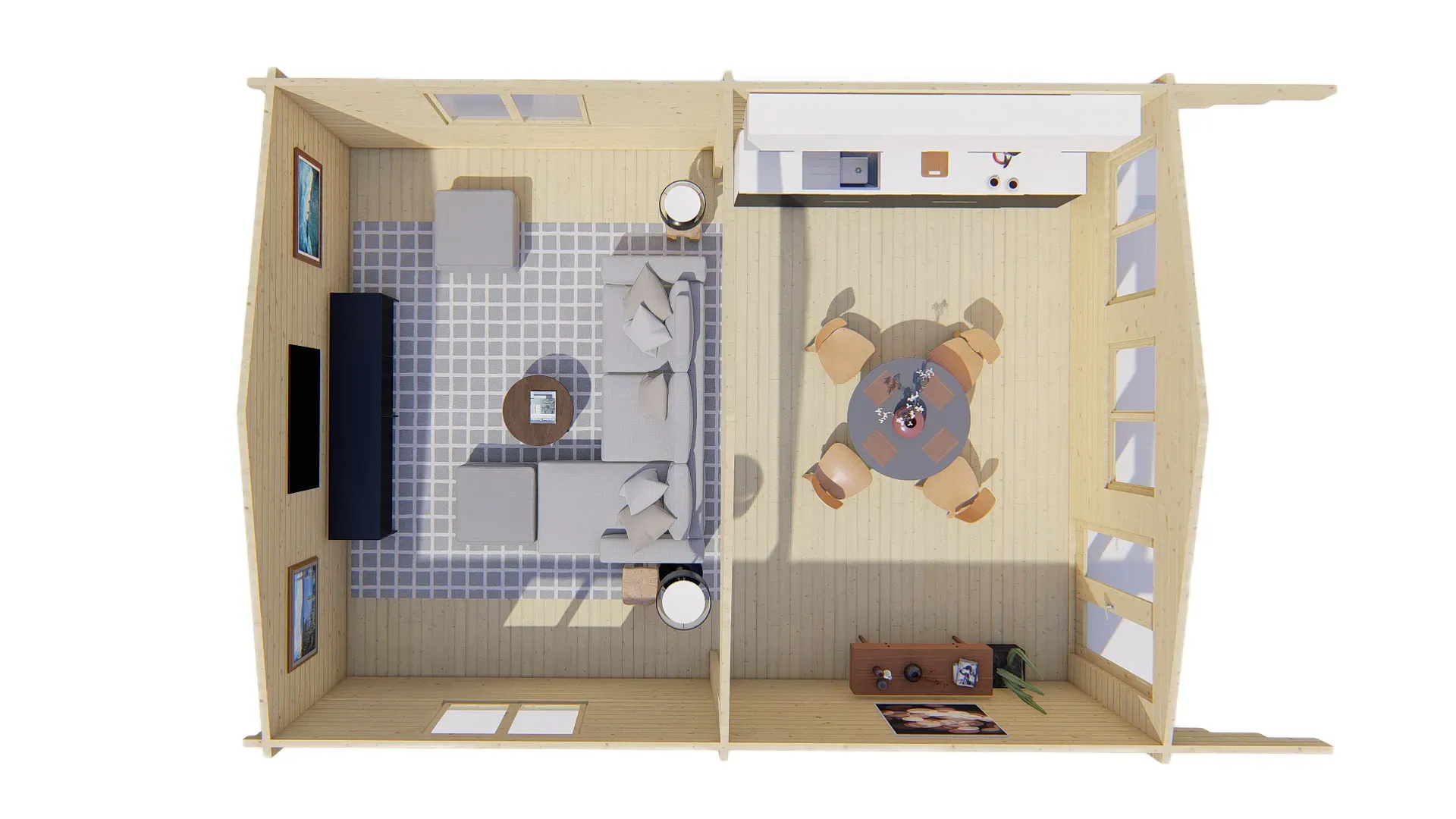 Blokhut - Tuinhuis Ballyragget | zadeldak | 70 mm | 595 x 800 x 277 cm | vuren - Afbeelding 2