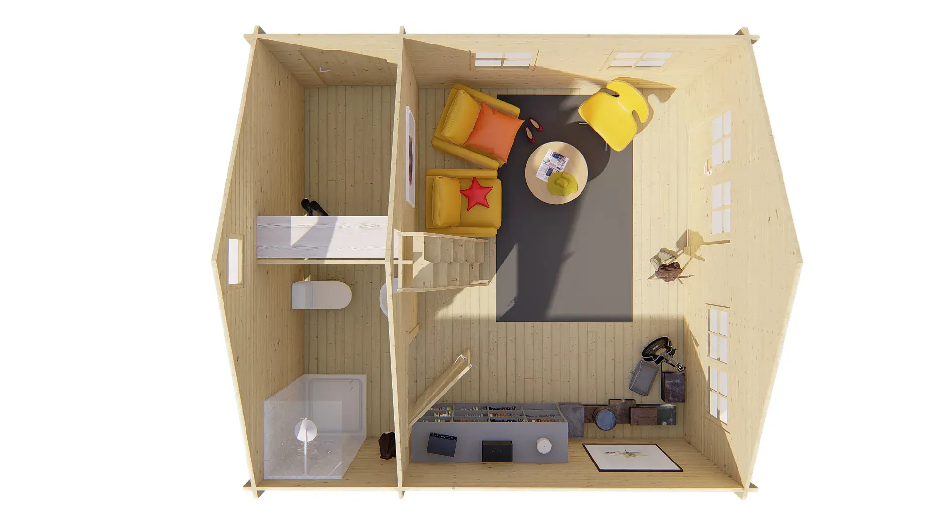 Blokhut - Tuinhuis Berlin | zadeldak | 44 mm | 490 x 530 x 344 cm | vuren - Afbeelding 5