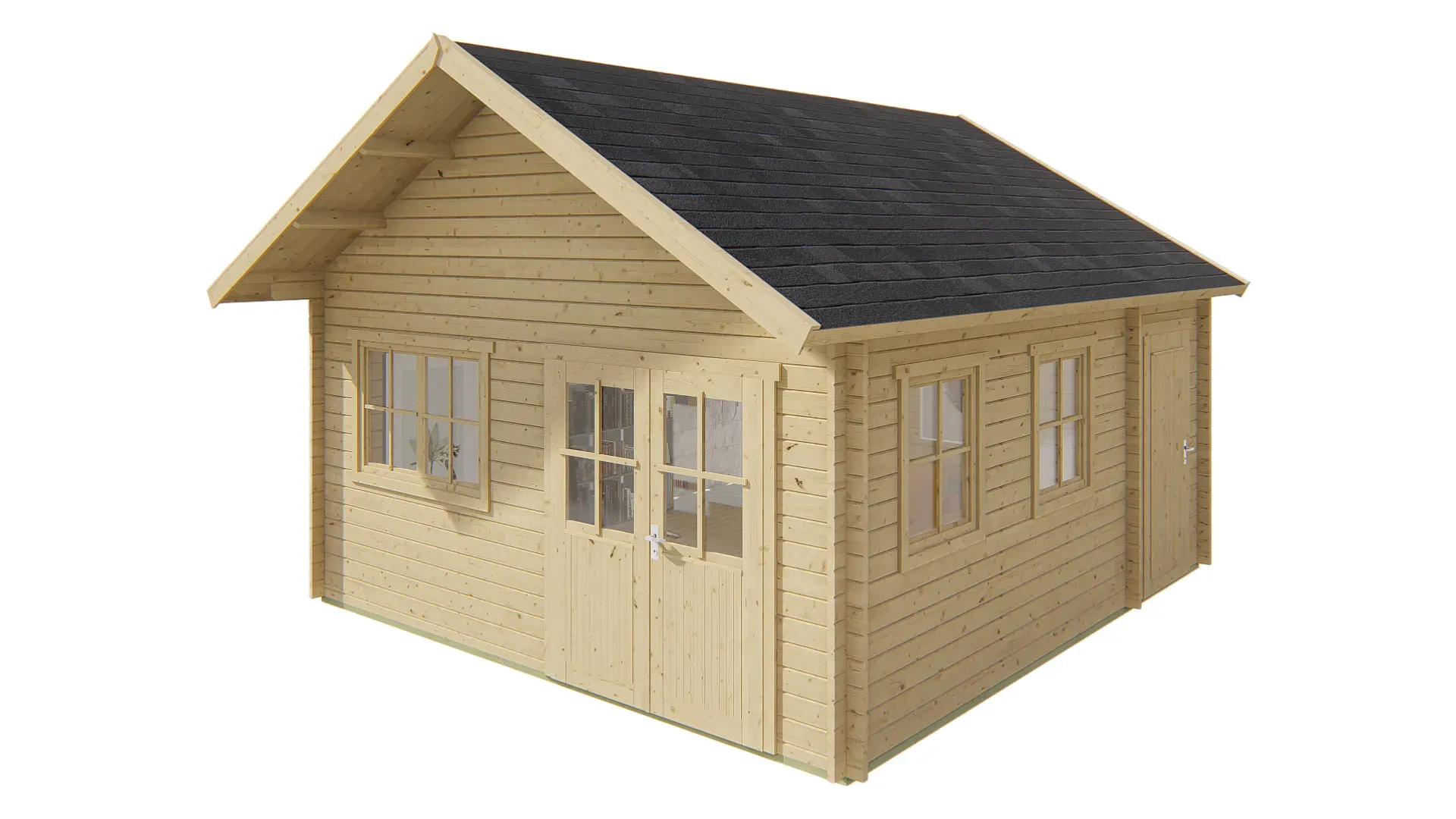 Blokhut - Tuinhuis Berlin | zadeldak | 44 mm | 490 x 530 x 344 cm | vuren - Afbeelding 3