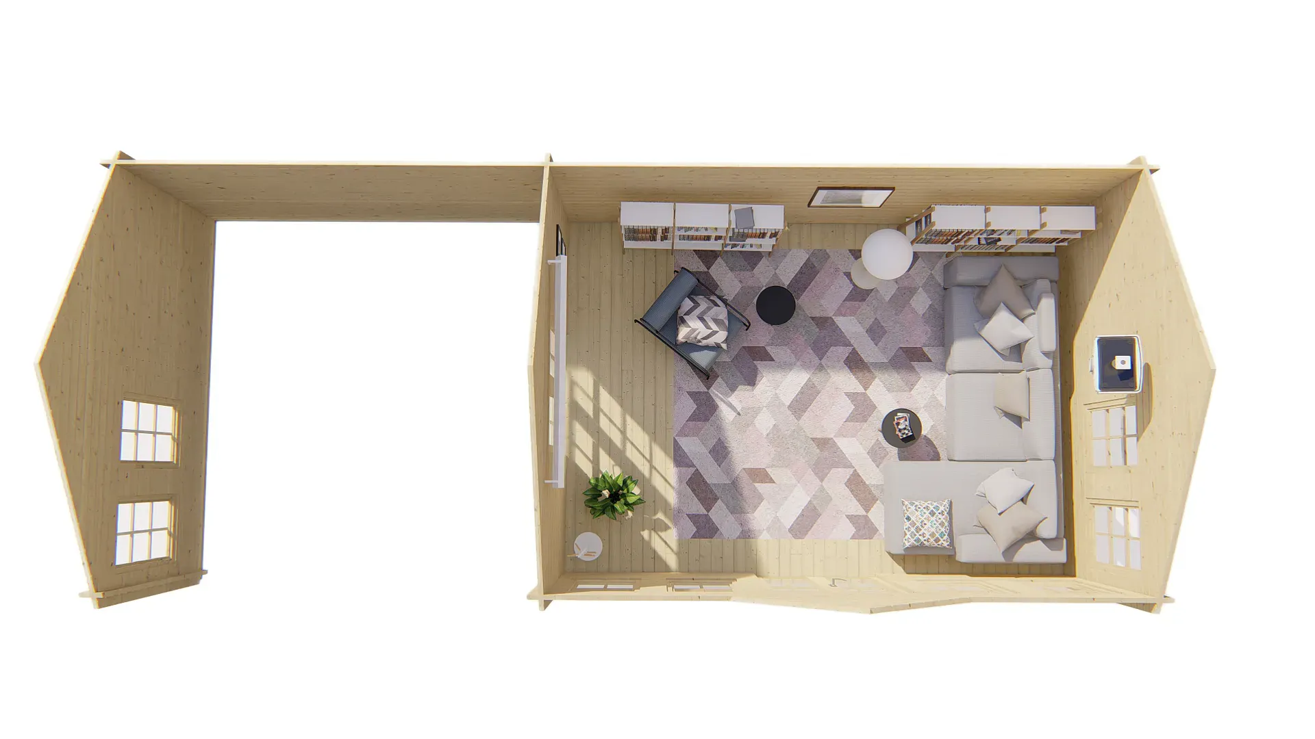 Blokhut - Tuinhuis Big Ben | zadeldak | 70 mm | 550 x 400 x 351 cm | vuren - Afbeelding 3