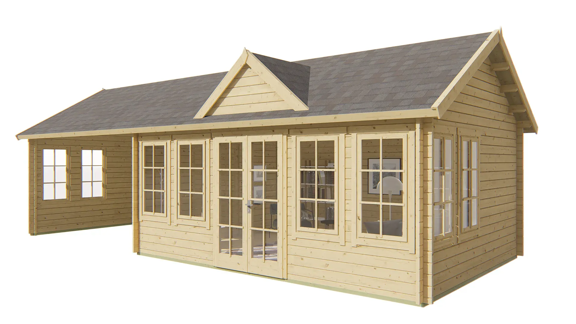 Blokhut - Tuinhuis Big Ben | zadeldak | 70 mm | 550 x 400 x 351 cm | vuren - Afbeelding 7