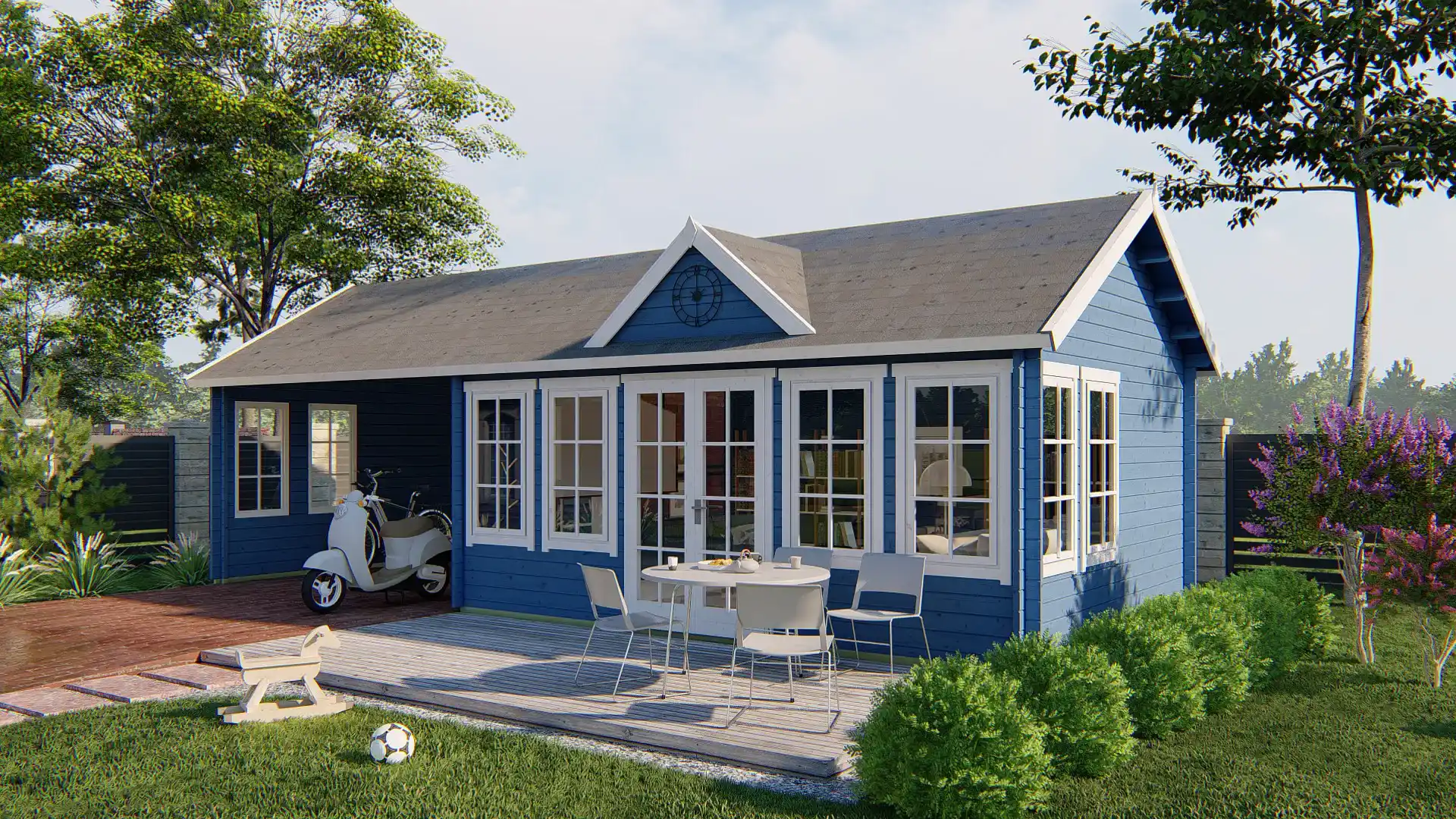 Blokhut - Tuinhuis Big Ben | zadeldak | 70 mm | 550 x 400 x 351 cm | vuren - Afbeelding 8