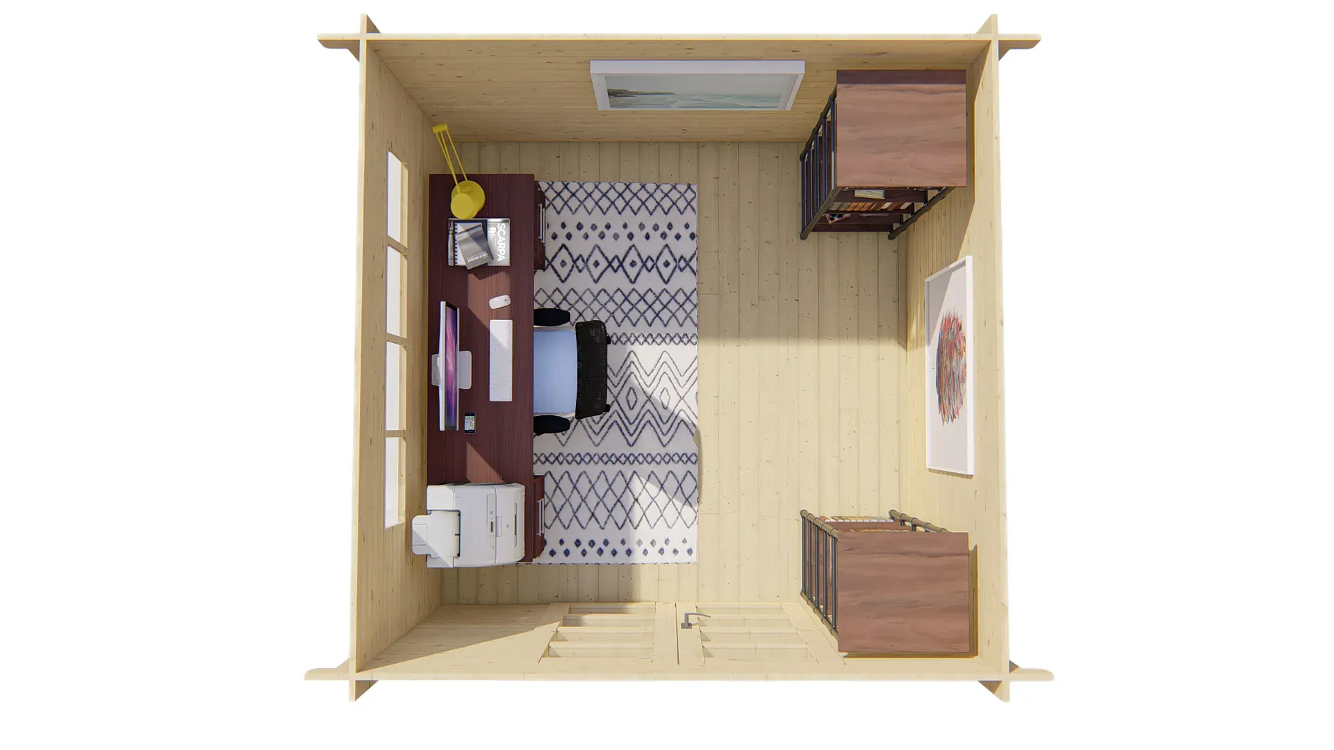 Blokhut - Tuinhuis Bodine | plat dak | 28 mm | 298 x 298 x 225 cm | vuren - Afbeelding 3