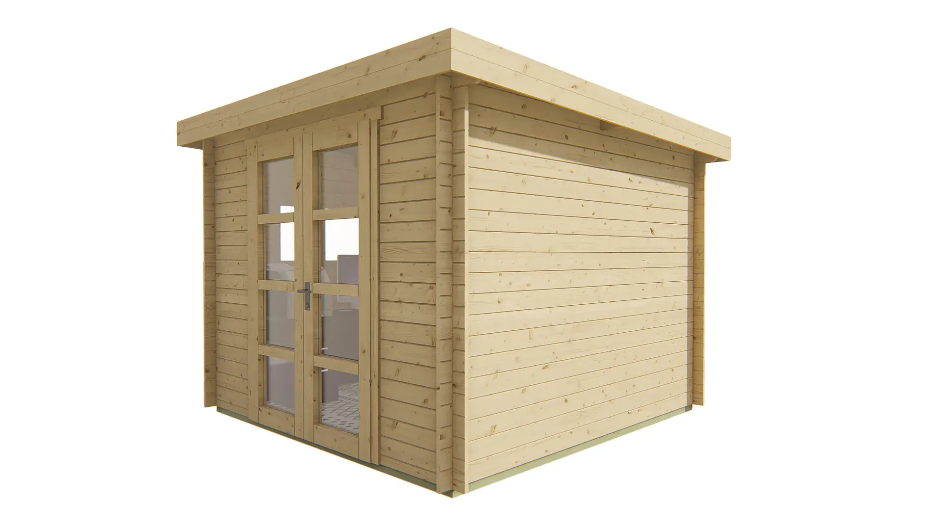 Blokhut - Tuinhuis Bodine | plat dak | 28 mm | 298 x 298 x 225 cm | vuren - Afbeelding 5