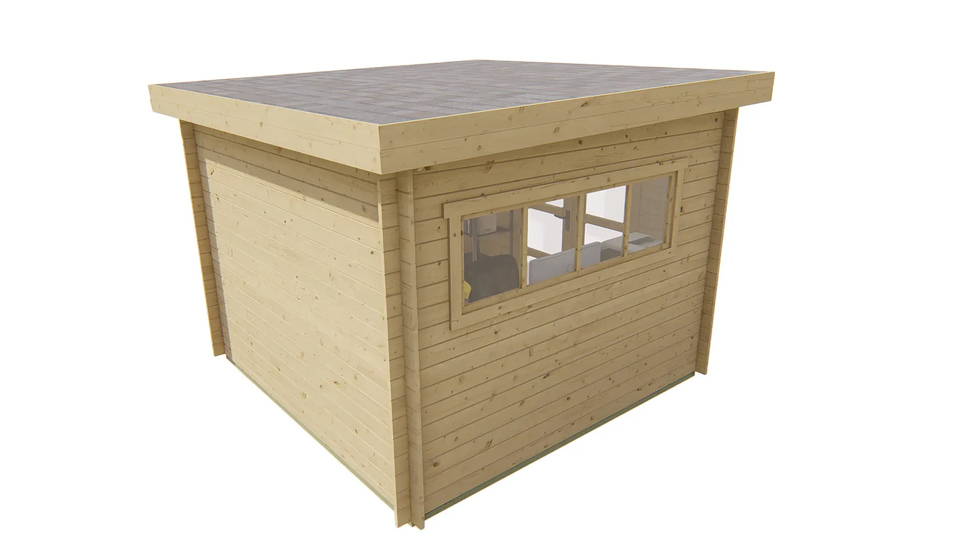 Blokhut - Tuinhuis Bodine | plat dak | 28 mm | 298 x 298 x 225 cm | vuren - Afbeelding 6