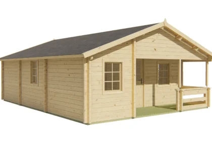 Blokhut - Tuinhuis Kay | zadeldak | 70 mm | 595 x 800 x 310 cm | vuren