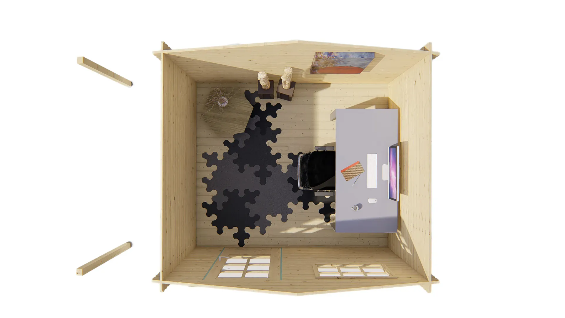 Blokhut - Tuinhuis Lars | zadeldak | 28 mm | 300 x 260 x 245 cm | vuren - Afbeelding 4