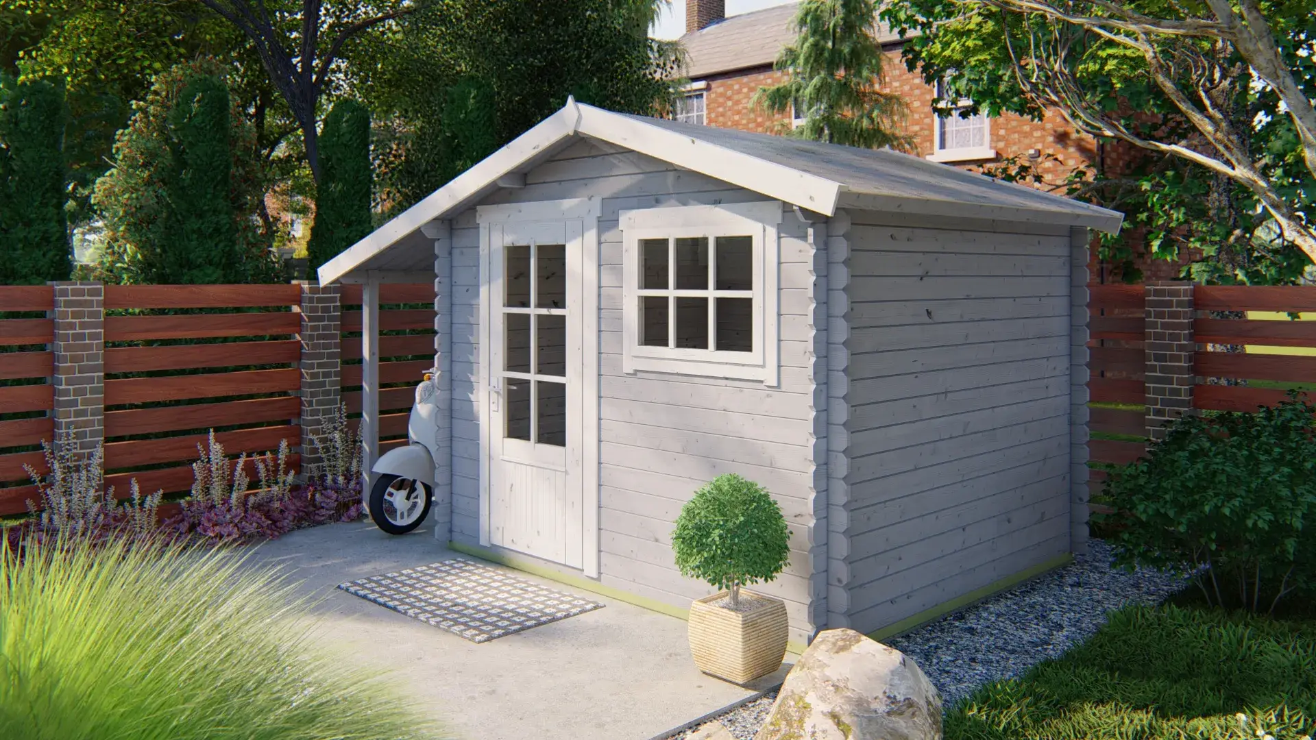 Blokhut - Tuinhuis Lars | zadeldak | 28 mm | 300 x 260 x 245 cm | vuren - Afbeelding 3