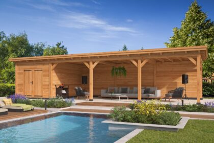 Platdak Odense XXL Samenstelling 10 Red Class Wood 1236 x 450 x 266 cm