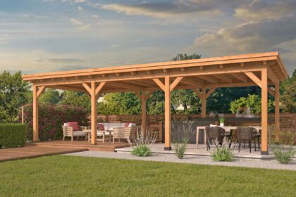 Platdak Odense XXL Samenstelling 5 Red Class Wood 943 x 450 x 266 cm