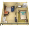 Blokhut - Tuinhuis Cantabria | zadeldak | 44 mm | 595 x 520 x 263 cm | vuren - Afbeelding 2