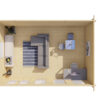 Blokhut - Tuinhuis Gabriella | lessenaarsdak | 58 mm | 595 x 400 x 230 cm | vuren - Afbeelding 2