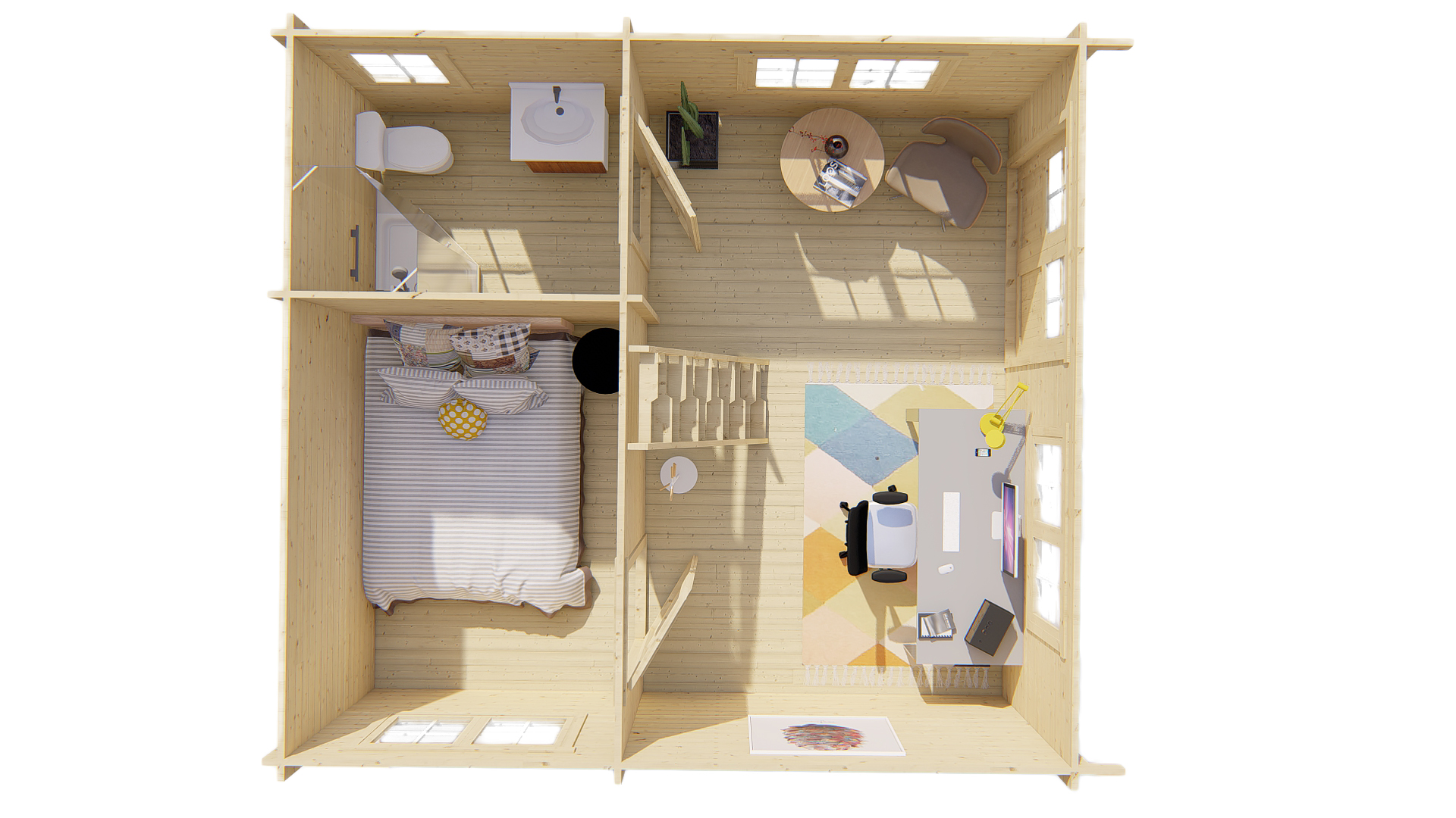 Blokhut - Tuinhuis Llanes | zadeldak | 44 mm | 490 x 530 x 358 cm | vuren - Afbeelding 3