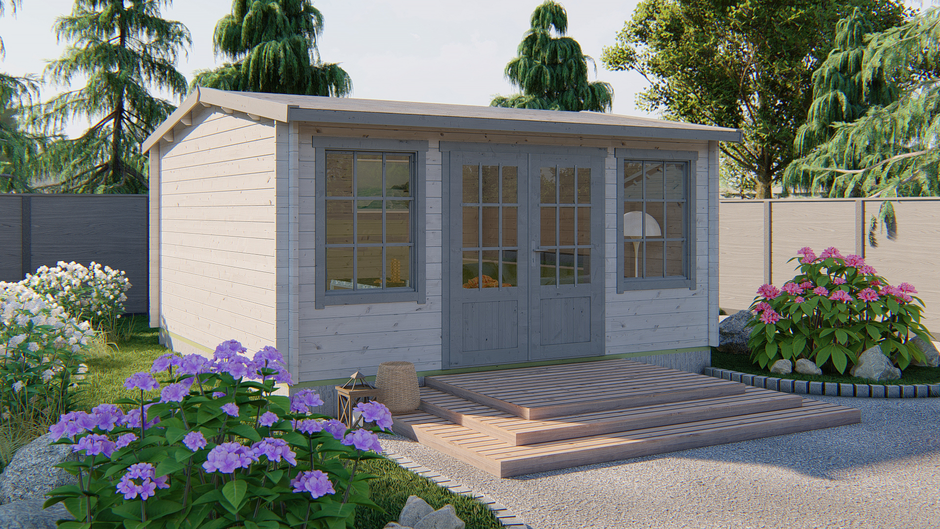 Blokhut - Tuinhuis Meaghan | zadeldak | 40 mm | 450 x 450 x 243 cm | vuren - Afbeelding 5