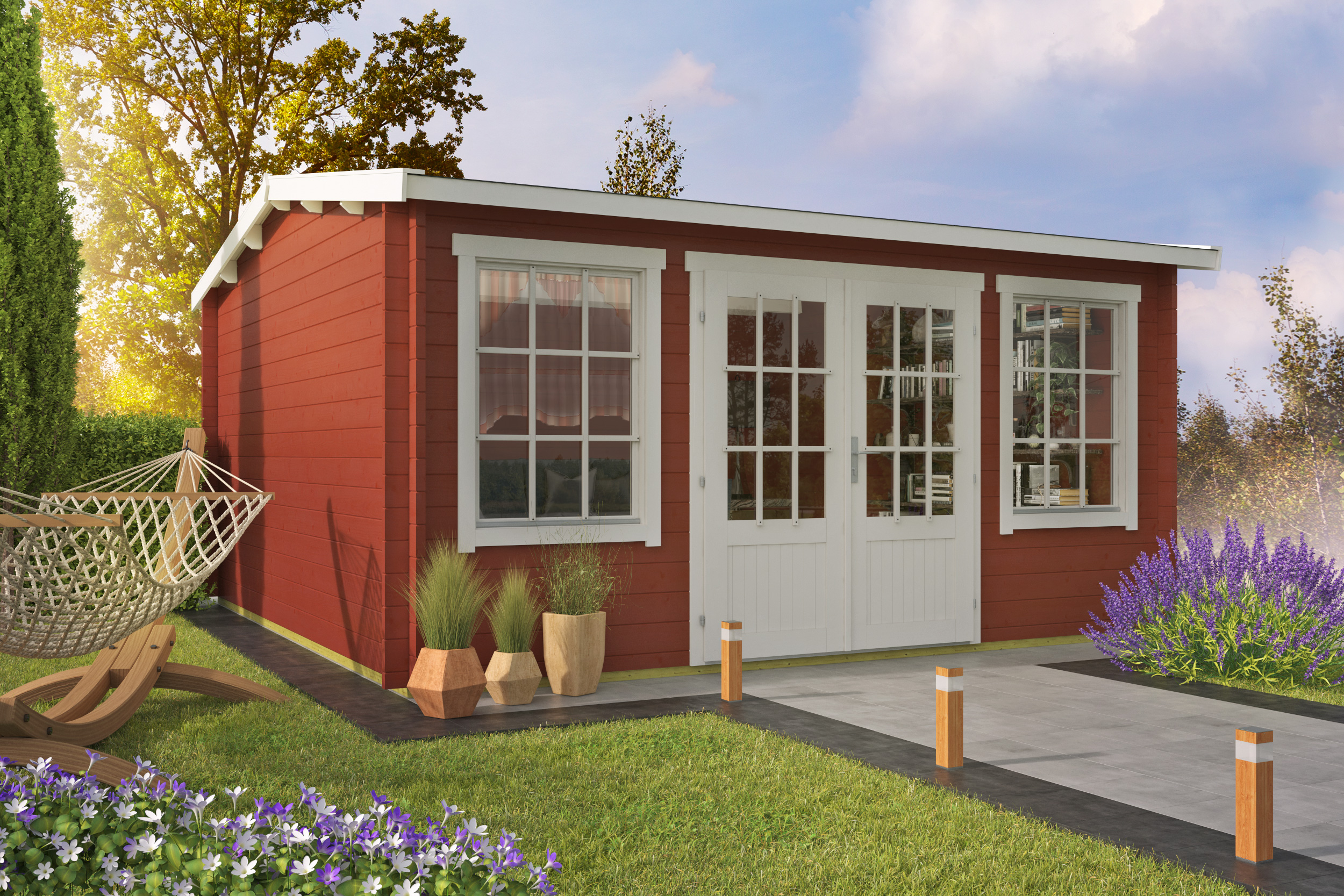 Blokhut - Tuinhuis Meaghan | zadeldak | 40 mm | 450 x 450 x 243 cm | vuren - Afbeelding 2