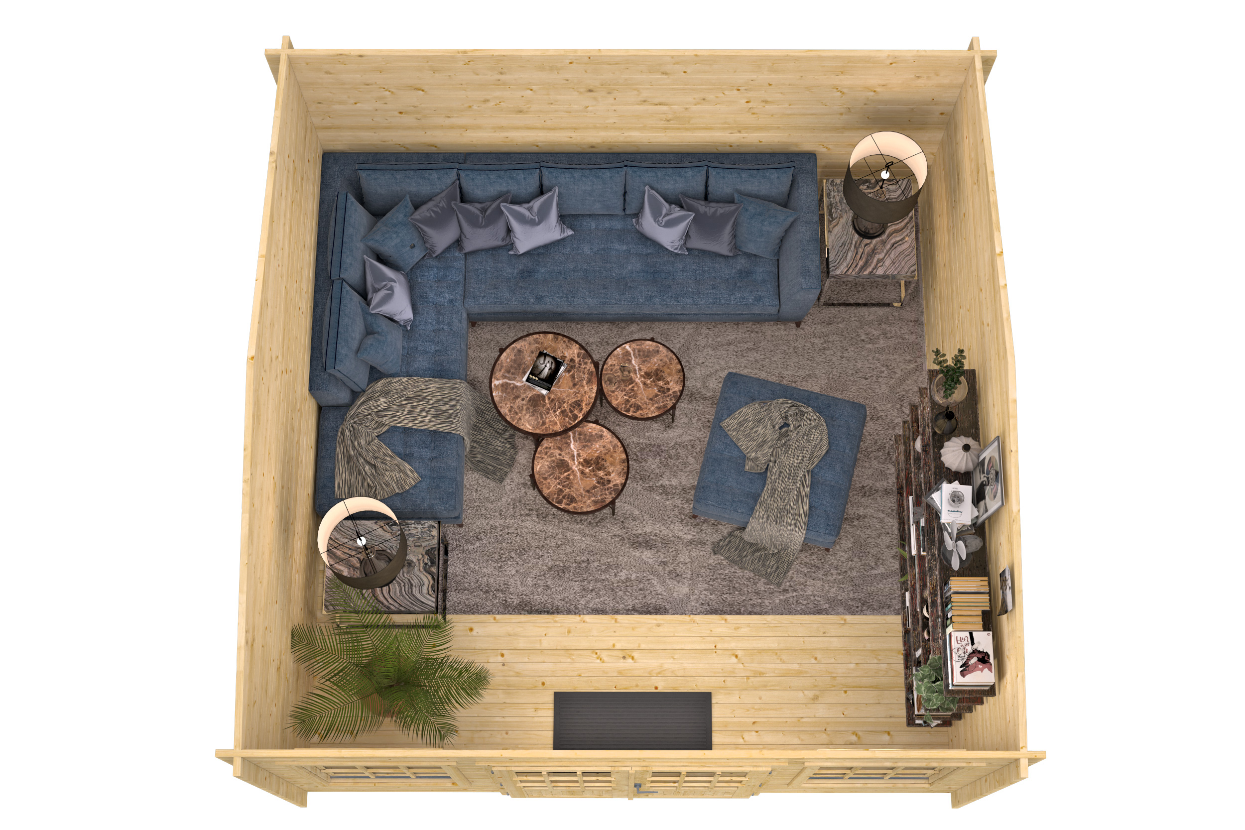 Blokhut - Tuinhuis Meaghan | zadeldak | 40 mm | 450 x 450 x 243 cm | vuren - Afbeelding 6