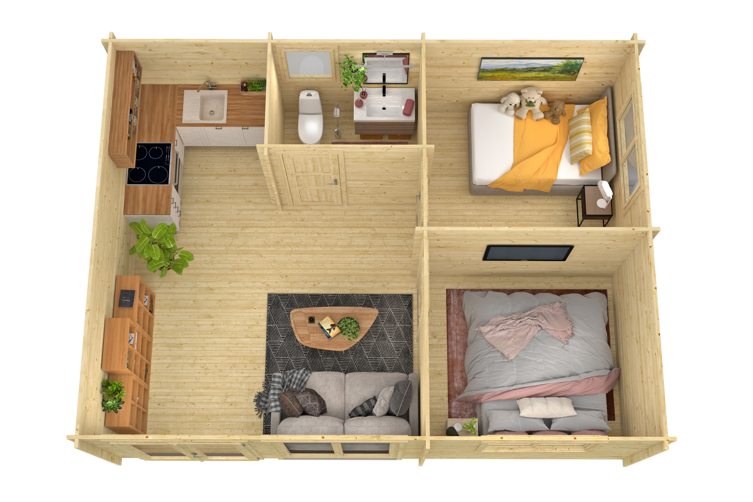 Blokhut - Tuinhuis Moderna | lessenaarsdak | 44 mm | 702 x 532 x | vuren - Afbeelding 4