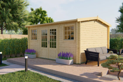 Blokhut - Tuinhuis Jenny | zadeldak | 40 mm | 450 x 350 x 243 cm | vuren