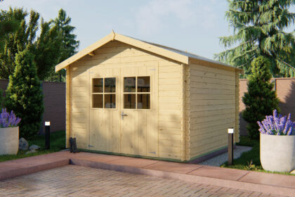 Blokhut - Tuinhuis Noja | zadeldak | 28 mm | 298 x 298 x 238 cm | vuren | onbehandeld