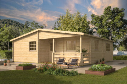 Blokhut - Tuinhuis Fuerteventura | zadeldak | 70 mm | 941 x 848 x 317 cm | vuren