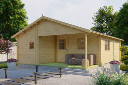 Blokhut - Tuinhuis Javea | zadeldak | 44 mm | 595 x 808 x 317 cm | vuren