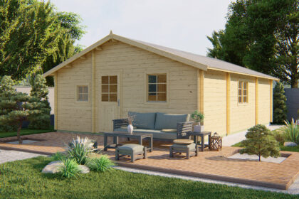 Blokhut - Tuinhuis Malaga | zadeldak | 44 mm | 595 x 808 x 317 cm | vuren