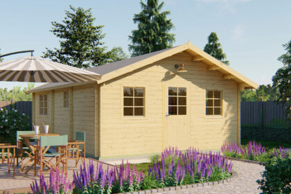 Blokhut - Tuinhuis Cadiz | zadeldak | 44 mm | 702 x 532 x 317 cm | vuren