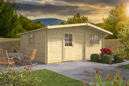 Blokhut - Tuinhuis Cantabria | zadeldak | 44 mm | 595 x 520 x 263 cm | vuren