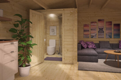 Blokhut - Tuinhuis Toilet/Shower Kit XXL | plat dak | 28 mm | 180 x 200 cm | vuren | onbehandeld