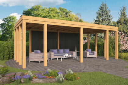 DHZ Plat dak Brammelo, 750 x 355 x 265 cm, geschaafd douglas | zwart gespoten