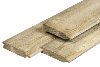 Midden-Europees grenen rabatdeel overhangend, groen geïmpregneerd 1,8 x 14,5 cm