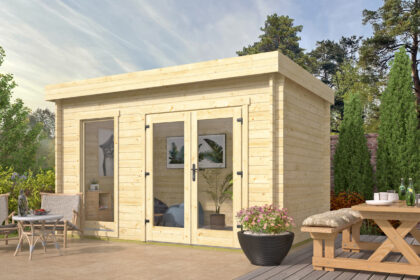 Blokhut - Tuinhuis Alana | plat dak | 40 mm | 400 x 250 x 240 cm | vuren | onbehandeld