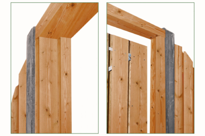 Tuindeurkozijn + aanslagligger bruin geïmpregneerd 210 x 150 cm