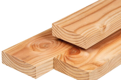 Douglas ligger, gedroogd, geschaafd, ronde hoeken 4.5 x 12 x 400 cm