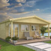 Blokhut - Tuinhuis Jackson | zadeldak | 70 mm | 595 x 595 x 277 cm | vuren - Afbeelding 7