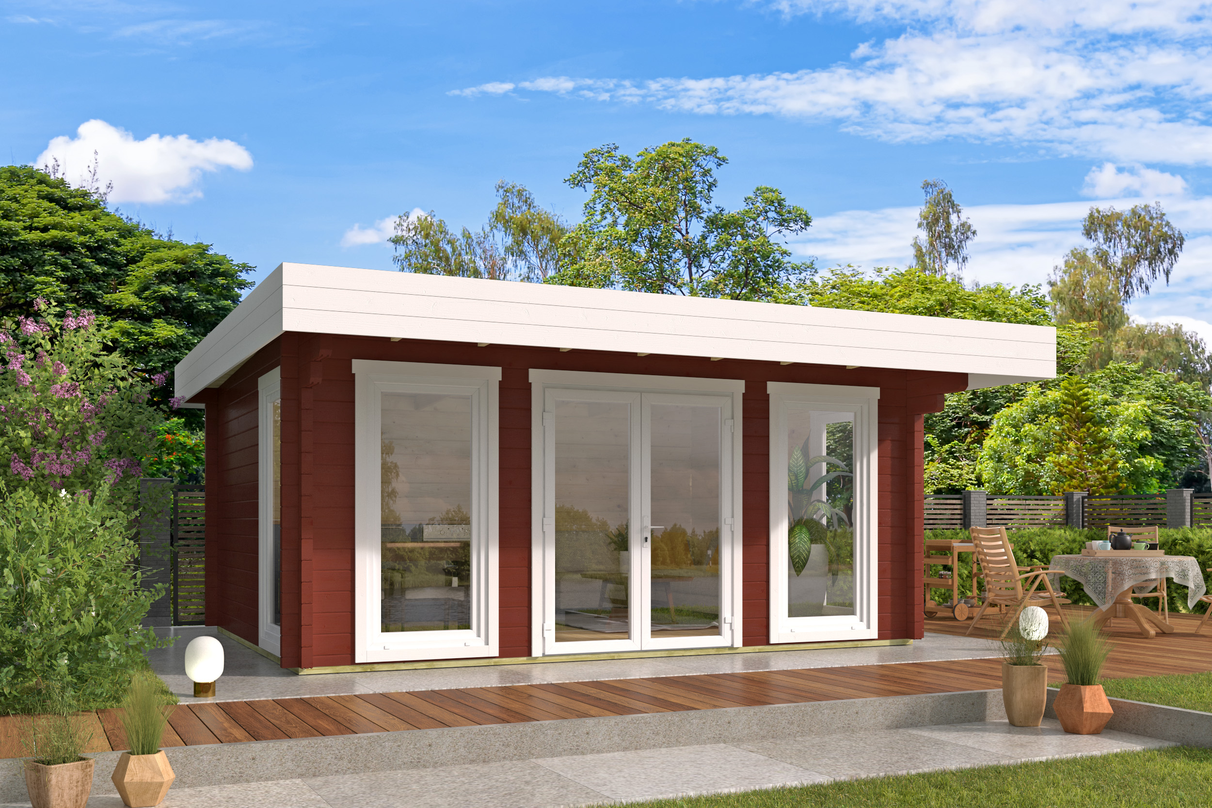 Blokhut - Tuinhuis Mia | plat dak | 70 mm | 500 x 380 x 230 cm | vuren - Afbeelding 8