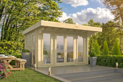 Blokhut - Tuinhuis Whitegate | plat dak | 70 mm | 400 x 299 x 250 cm | vuren